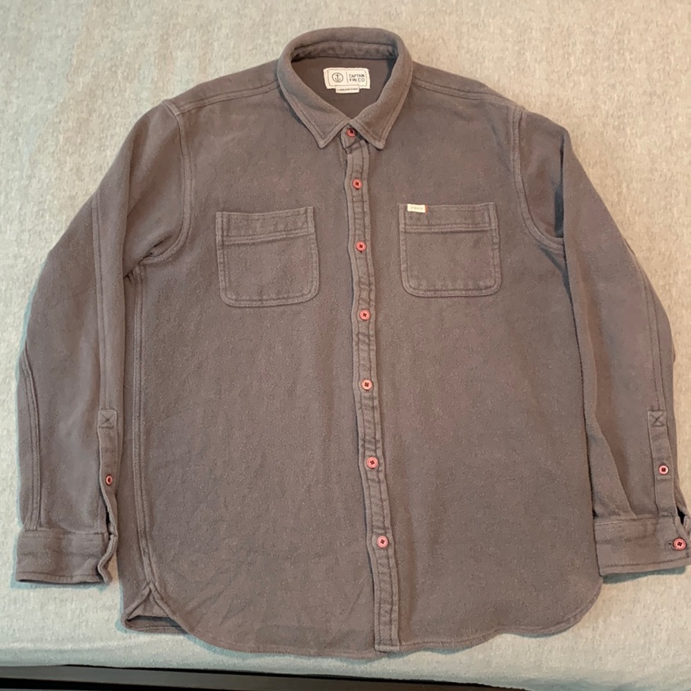 Captain Fin Co Woven Gray Flannel, Men’s XL